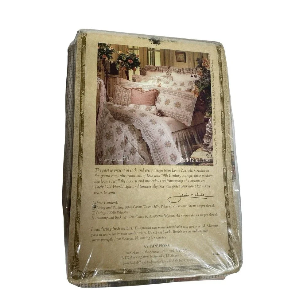 Vintage Louis Nichole Pillow Shams x2 Petit Point Roses 1988 Utica Cottage New
